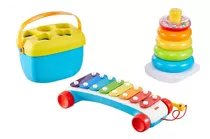 Brinquedo Trio Clássico Fisher-price Xilofone Blocos Argolas Cor Colorido