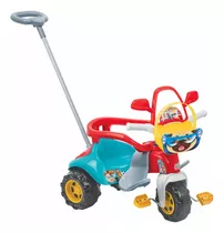 Triciclo Velotrol Infantil Azul Com Haste Direcionável 