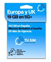 Sim Card Europa Y Uk 19gb Datos Llamadas Apps