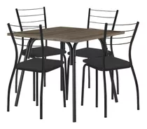 Juego De Comedor Mesa Y 4 Sillas Tapizadas Compramas Color Negro Diseño De La Tela De Las Sillas Liso