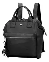 Mochila Cuero Ecologico Pu Dama Mujer Simil Cuero Urbana Color Negro