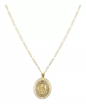 Medalla Virgen  Filigrana Corazones Con Cadena Oro 10k