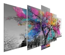 Kit Quadros Decorativos Sala Quarto Árvore Da Vida Colorida