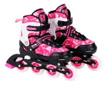 Patins Inline Radical Infantil Tamanho Ajustável Rosa Menina