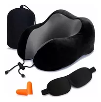 Cojín De Cuello Cómodo, Almohada Viaje Espuma Viscoelástica Color Negro