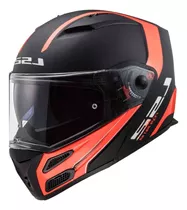 Casco Moto Ls2 Ff324 Abatible Metro Evo Negro Matte Naranjo