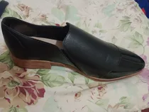 Zapato De Dama, Mocasine De Cuero Color Negro, T 37, Nuevo.