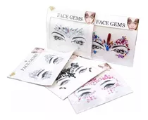 Pack X6 Face Sticker Gema Para Cara Y Cuerpo Cristal Brillos