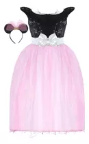 Disfraz Vestido Mod. Mimi Minnie Mouse Con Diadema Orejas