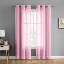 Faux Linen Texture Hot  Semi Sheer Curtains Grommet 84i...