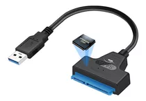 Cabo Usb 3.0 Sata 3 Para Usb - Para Ler Ssd/ Hd Disco Rígido Cor Preto - 20cm