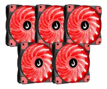 Kit 5 Cooler Fan Rise Mode Wind 120mm Dual Led Vermelho