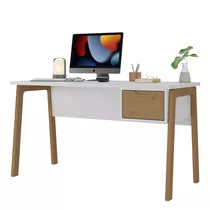 Escritorio Con Cajon Mesa De Pc Oficina Mueble Madera V Lcm Color Blanco/miel