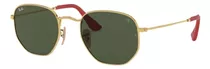 Ray-ban Round Scuderia Ferrari Collection Rb3548nm - Green - Cristal - Clásica - Polished Gold - Metal - Polished Gold/red - Metal/cuero - Medium