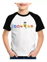 Camiseta Raglan Infantil Reações Facebook Eita!