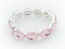 Pulsera Strass Piedras Rosas Elastizada Gota. Plateado