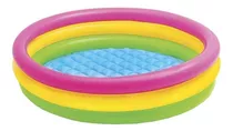 Piscina Inflable Redondo Intex 57412 131l Rosa, Amarilla Y Verde