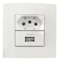 Tomada 10a Carregador Usb 1a Para Embutir Moveis Margirius Cor Branco