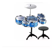 Mini Bateria Musical Infantil 5 Tambores Com Banco Jazz Drum