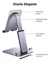 Ugreen 900443 Soporte Para iPad Aluminio Altura Ajustable Soporte Plegable Base Porta Tablet Compatible Con Tablets De 4''a 13''