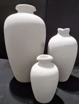  Jarrones Bizcocho Ceramico (3) Esmaltados Por Dentro
