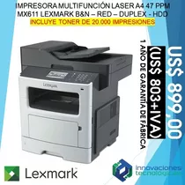 Impresora Multifunción Láser A4 B&n Dúplex Lexmark Mx611