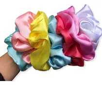 24 Scrunchies Raso Satén Colitas Para El Pelo X Mayor 