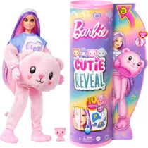 Boneca Barbie Cutie Reveal Camisetas Fofas Urso Rosa Mattel