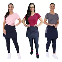 Conjunto Calça Saia Fitness + Blusa Roupa Evangélica