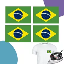 4 Apliques Bandeira Brasil Patch Termocolante 5x8cm 