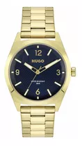 Reloj Hugo Boss Men 1530252 Color De La Malla Dorado Color Del Fondo Azul