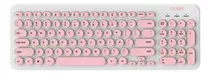 Kit De Teclado Y Mouse Inalámbrico Noga S5600 Español Latinoamérica De Color Blanco Y Rosa