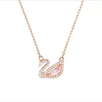 Collar De Cisne Pequeño De Oro Rosa De Plata De Ley S925