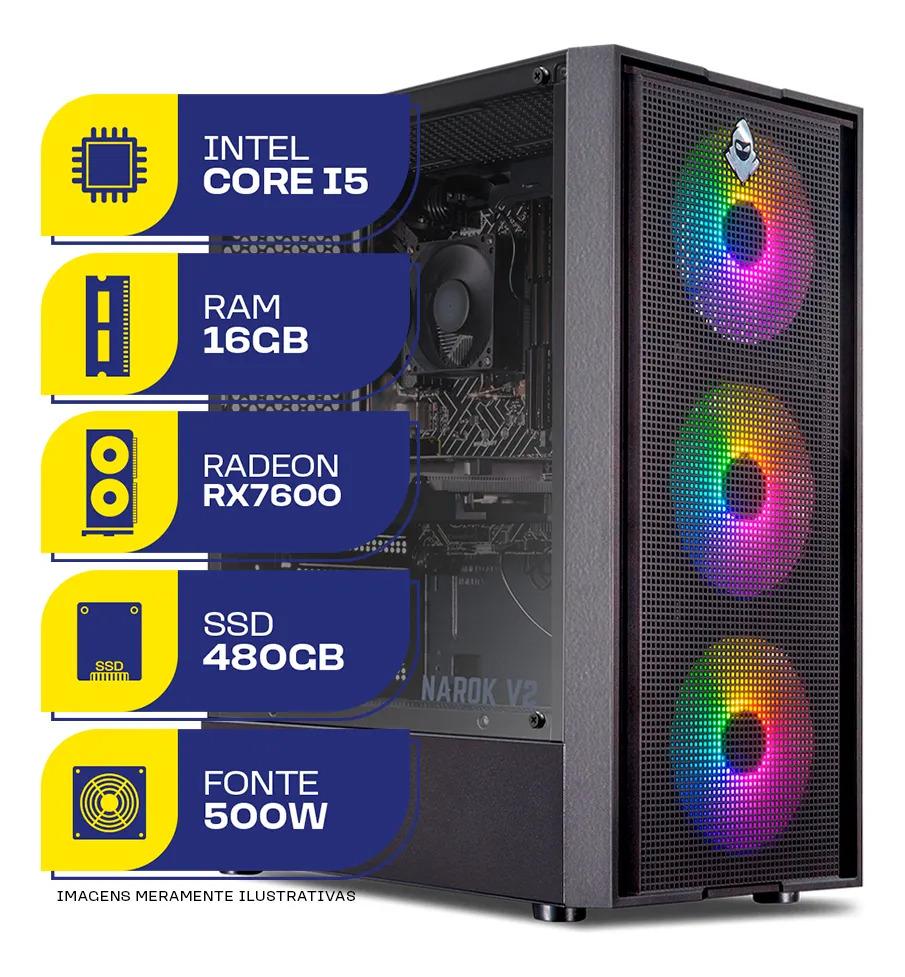 Pc Gamer Completo Intel I5 10400f 16gb Ssd 480gb Gtx 1650