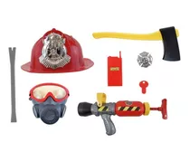 Kit Bombero Casco Con Mascara Y Accesorios Ik0277