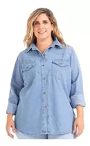 Camisa De Jean Mujer Manga Larga Azul Y Celeste