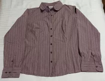 Camisa Lacoste Mujer Talle 40 Rayada Mangas Largas