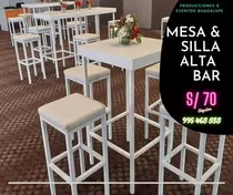 Mesa Y Sillas Alta Para Bar Capitone Wash