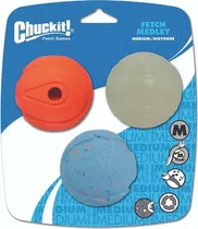 Fetch Medley Ball 3 Pack Chuckit - M (pack 3 Pelotas) Color Naranja Azul Fluor