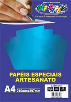 Papel Lamicote A4 250g Azul 10 Folhas Off Paper