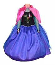 Disfraz Vestido De Princesa Ana Frozen Disney Con Capa Larga