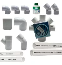 Combo Kit Desagüe Cloacal P/ Baño C/ Caños Pvc 110mm Blanco