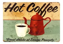 Poster Metalico Retro Vintage Cafe#1 Medidas 29x20 Cms