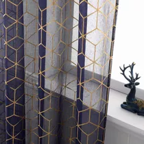Grommet Top Navy Sheer Curtains 63 Inch Length 2 Panels...