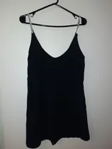 Vestido Corto Y Suelto Negro Talle S Con Bretel De Brillo.