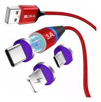 Cable Usb 2.0 1hora Cab253 Rojo Con Entrada Usb Salida C+v8+ip