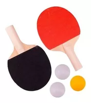 Kit Ping Pong Tenis De Mesa 2 Raquetes 3 Bolas Cor Vermelho E Preto