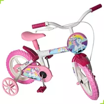 Bicicleta Aro 12 Bike Infantil Unicórnio Menina Rosa Rodinha