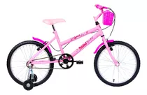 Bicicleta Aro 20 Infantil Mtb Girl Com Roda Lateral Cor Rosa