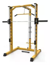 Multiestación Peso Libre, Jaula Squat Rack C/ Polea Amarillo